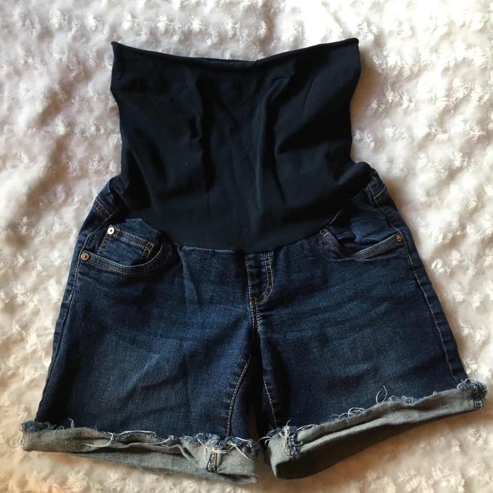Maternity Indigo Blue Denim Jean Shorts
